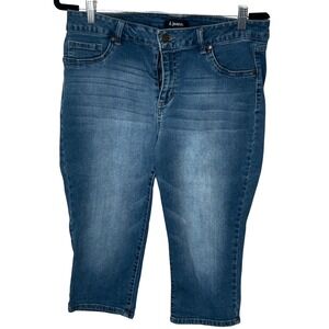 D. Jeans Blue Jean Capris Skinny Leg Button Zip Women's Size 14